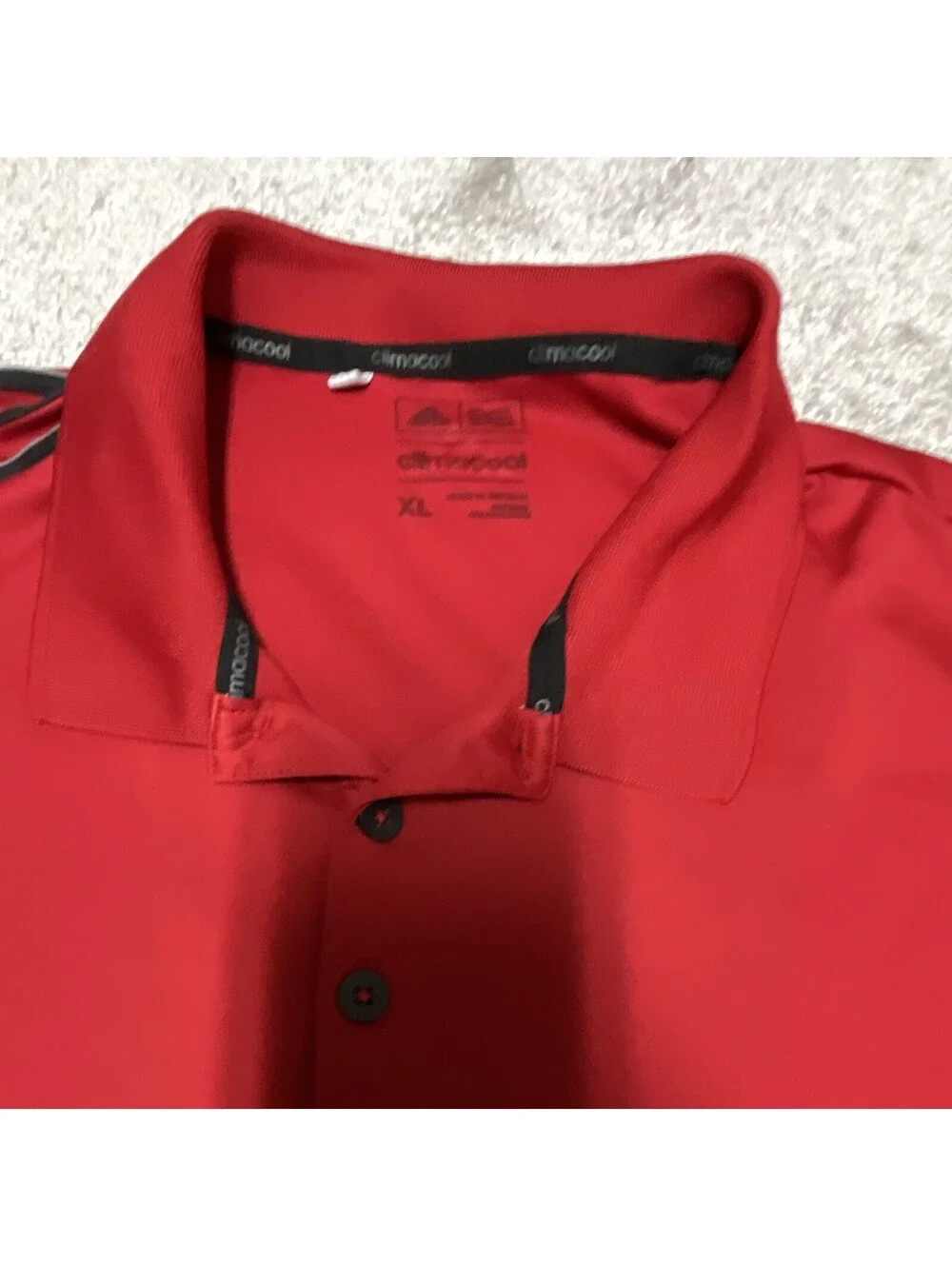 adidas Climacool Men's XL Polo Red/Black Solid Short Sleeve Collared Logo